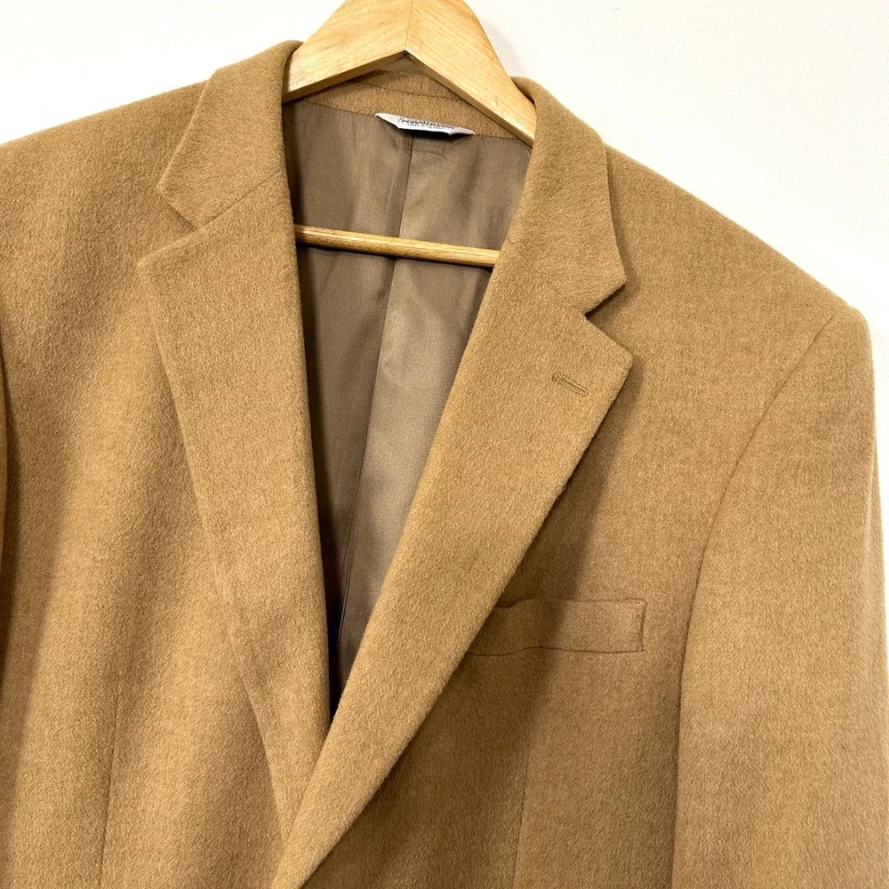 VTG 100% Camel Hair Sport Coat Blazer 44 Long Tan Brown Old Money Joseph & Feiss